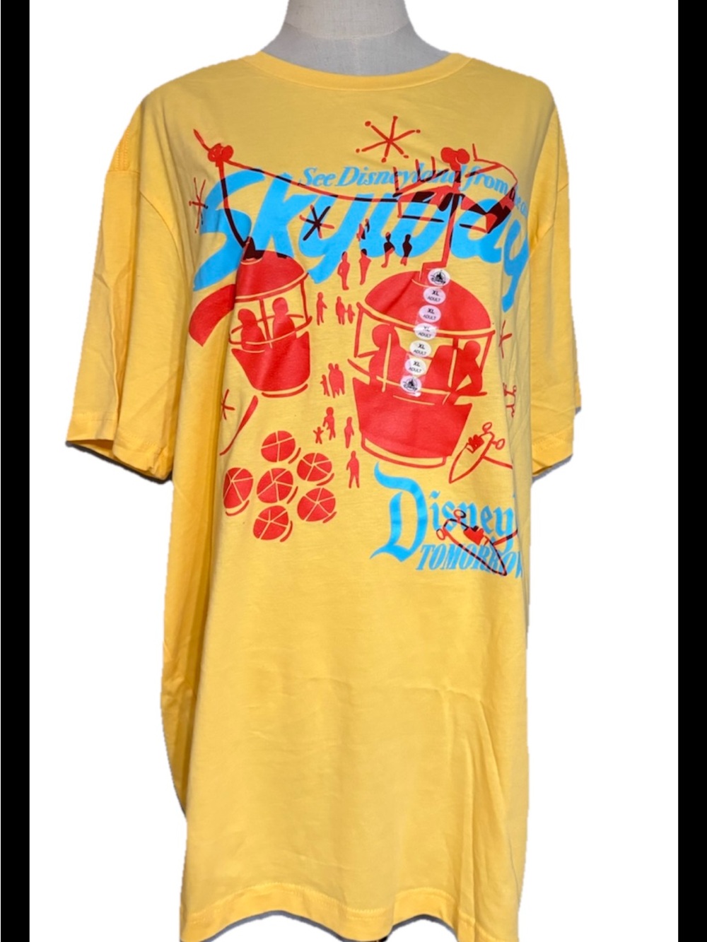 Disney XL Tomorrow Land Yellow T-shirt Disneyland Skyway
